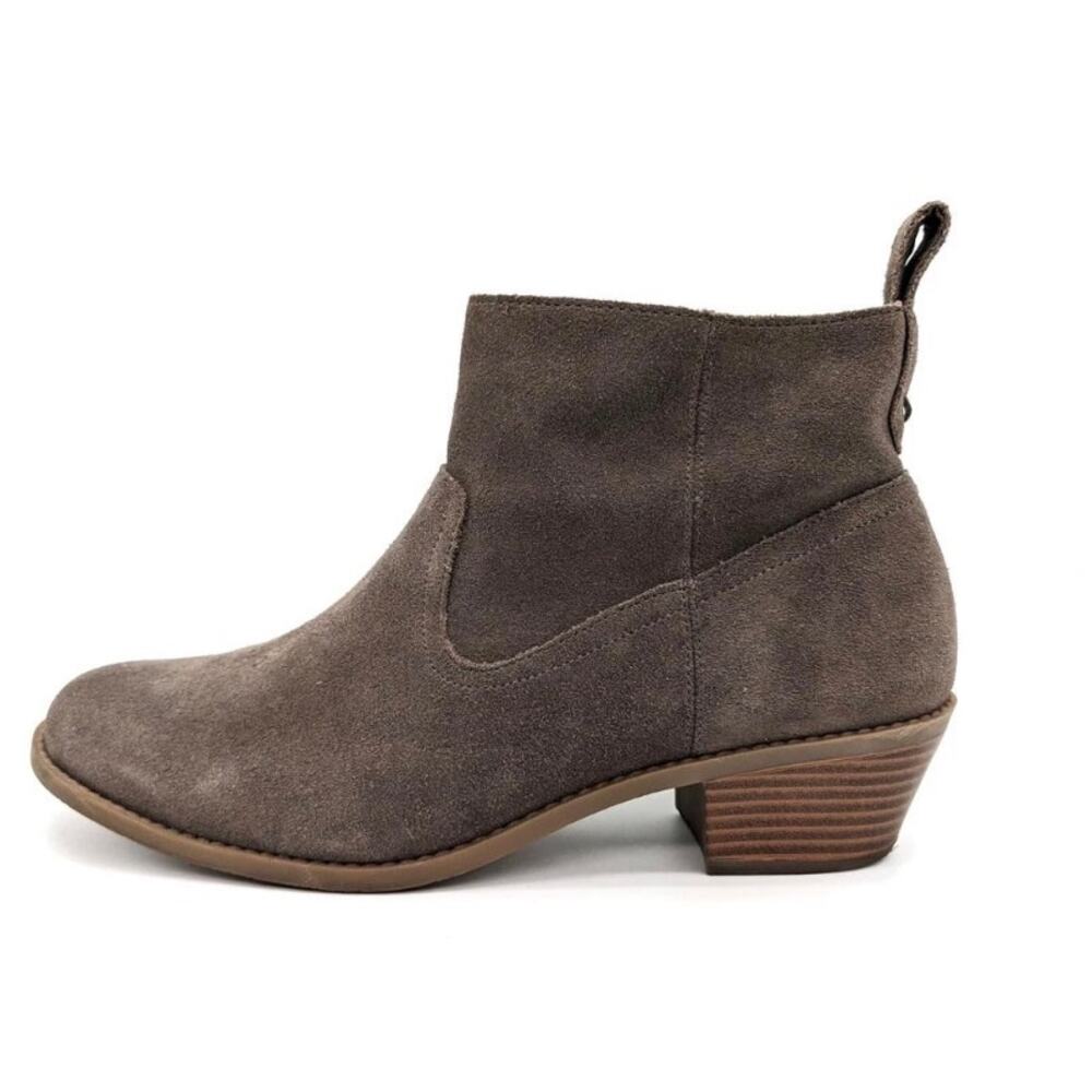 Vionic Vera Gray Suede Side Zip Ankle Booties Women's Size 7.5